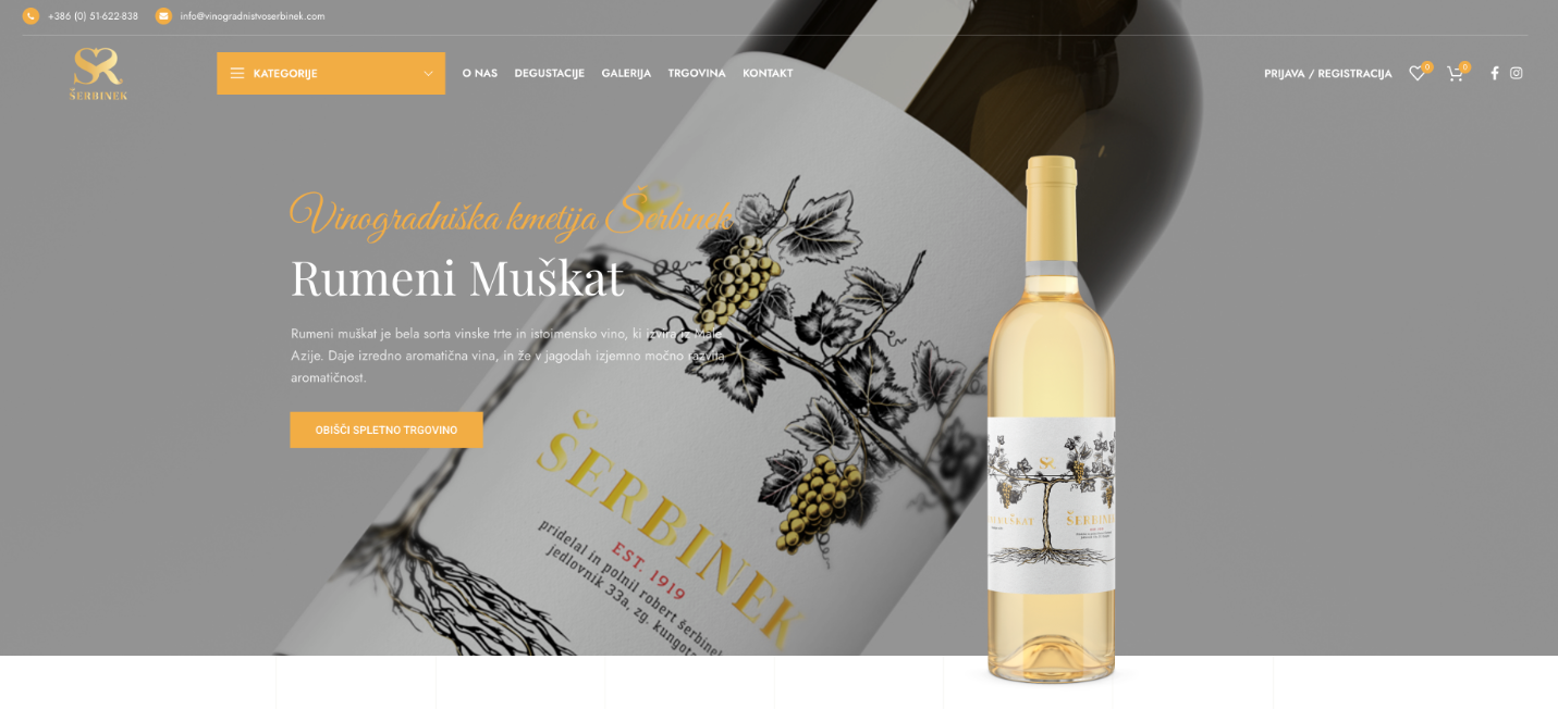 Vinogradništvo Šerbinek, zaslon 1
